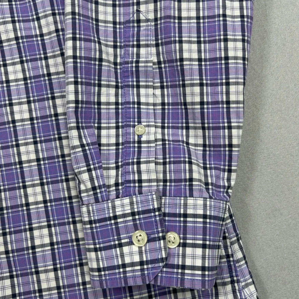 Banana‎ Republic Slim Fit Mens XL Purple Plaid Button Down Long Sleeve Shirt